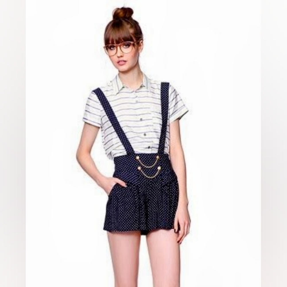 Forever 21 Polka Dot Sailor Suspender Shorts